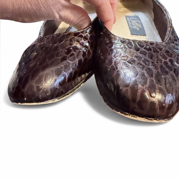 Vintage Shelby Brown Snakeskin Leather Block Pumps Women's Size 8 - Picture 3 of 11